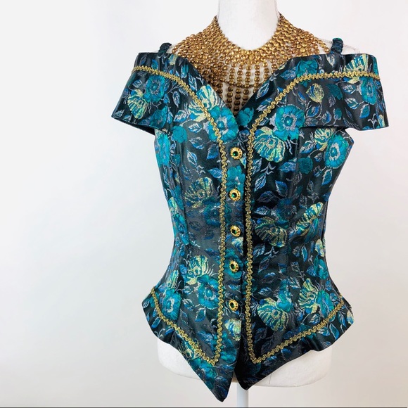 Cachet Structured Corset Off-Shoulder Blouse - Picture 2 of 8